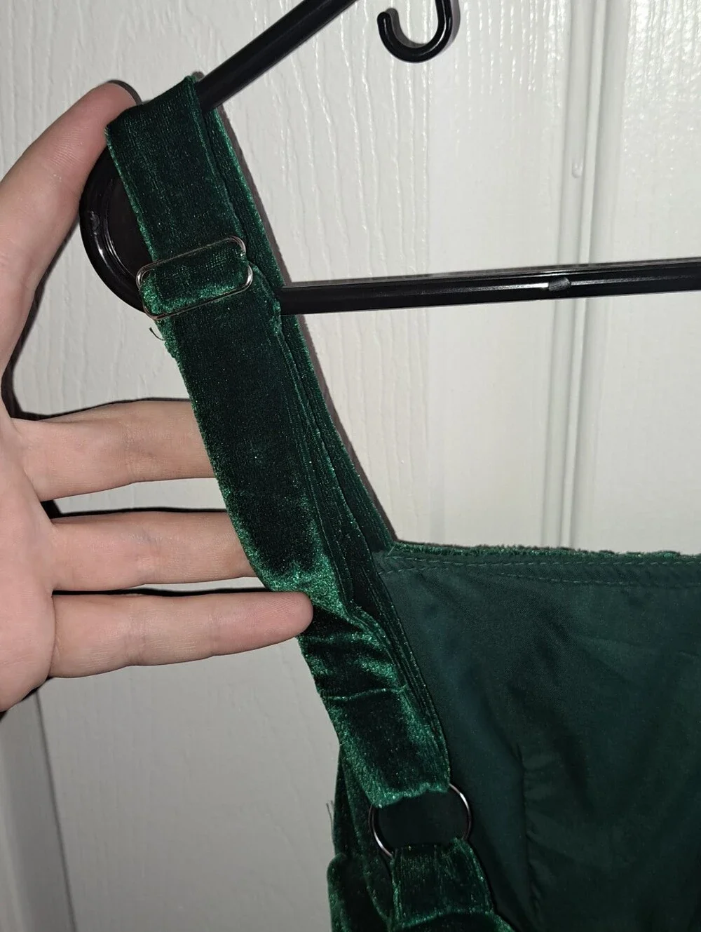 Green Velvet Tiered Maxi Dress, S - Picture 7 of 7